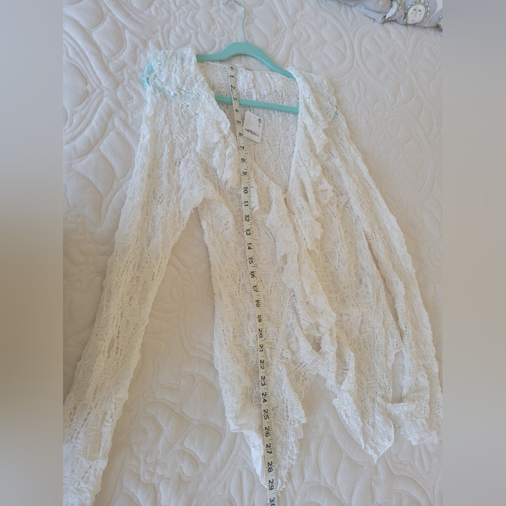 Free People Laney Stretch Lace Cardi Size Large - Picture 5 of 10
